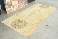 4×7 Turkish Hallway Rug Hand-Knotted Vintage Runner Rug Oushak Area Carpet,1263