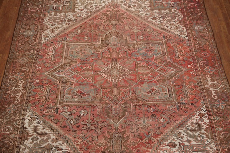 Geometric Dining Room Area Rug 10x13 Medallion Hand-made Wool Vintage Carpet gallery