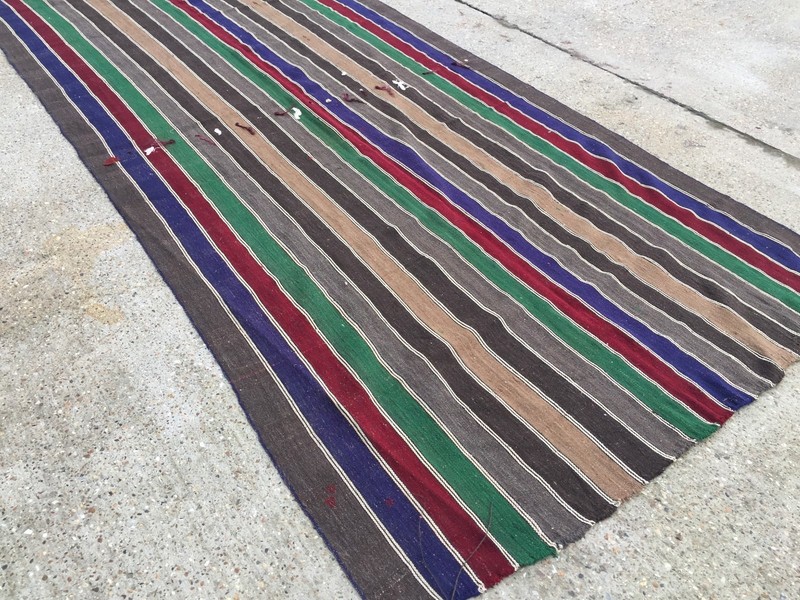 Vintage Turkish Kilim Kelim Rug 360x170cm shabby chic wool, country home, boho gallery
