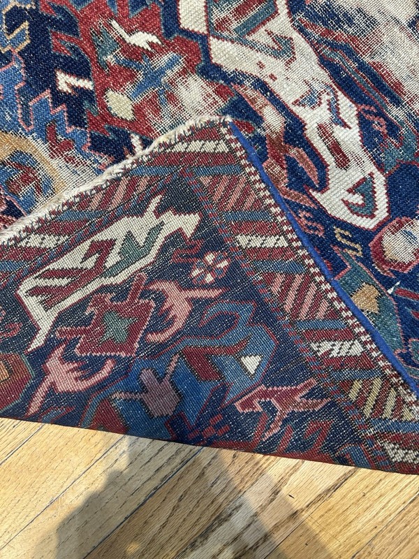 Exquisite Rare Antique Caucasian Bidjov rug C. 1900 3’6x4’6 distressed gallery