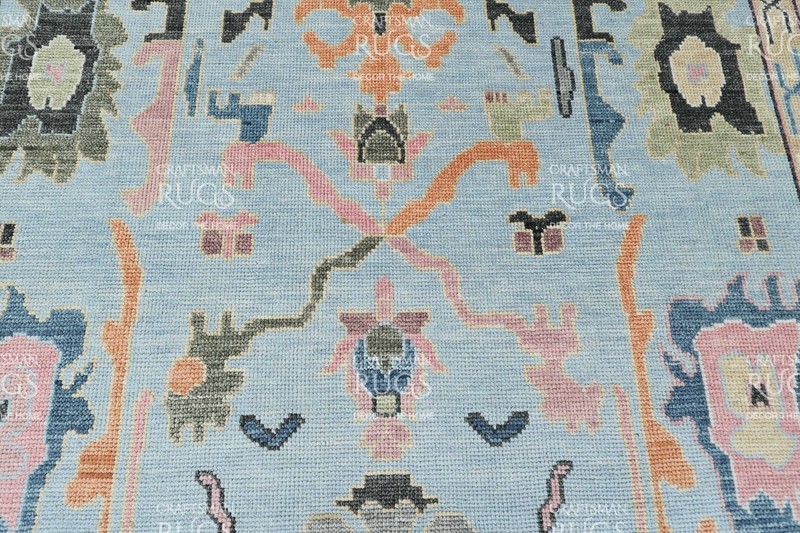 Oushak-Style Floral Traditional Area Rug – Blue & Pink Accents 8x10 ft gallery