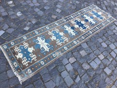 Boho Decor Rug, Oushak Kilim Rug, Turkish Vintage Rug, Handmade Rug, 2,2 x 7,4ft