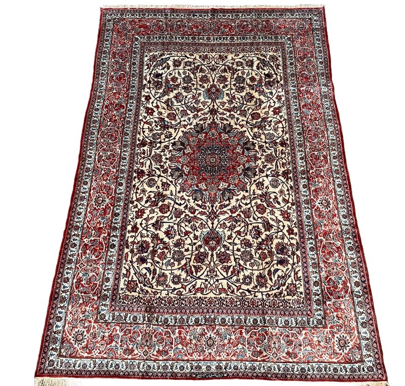 VINTAGE ISPAHAN CARPET HAND MADE EASTERN WOOL RUG BY MEYSAMI 12'1" X 8'5" gallery