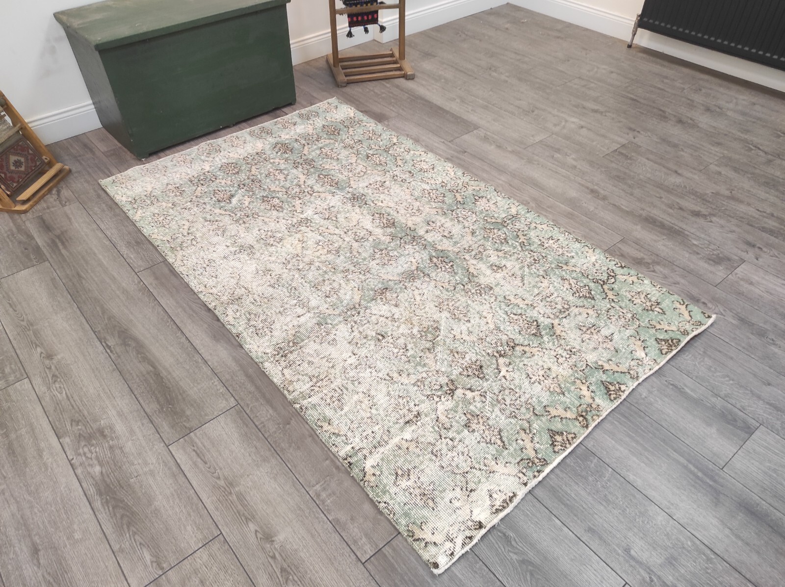 Blue & Beige Colors Turkish Rug, Natural Wool Rug, Bedding Rug, Area Rug gallery