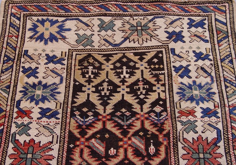 3' x 4'7" ANTIQUE 1880s CAUCASIAN GENJE TRIBAL HAND KNOTTED WOOL ORIENTAL RUG gallery