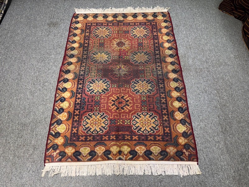 Fine Antique Caucasian Rug 3x5 ft Hand Knotted Heris Kazak Vintage Oriental Rug gallery