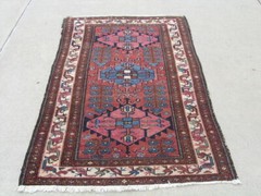 Antique 1920s Malayer Lilahan Geometrical Floral Design Oriental Rug 3’5″ X 5’8″