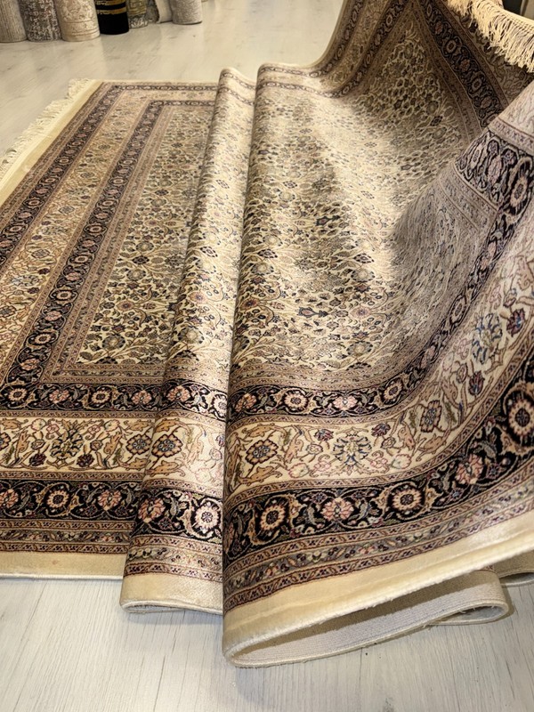 Beige Turkish Silk Rug 7x10 ft Luxury Oriental Area Rug Floral Carpet Decor gallery