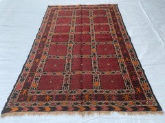 4×6 ft Traditional Afghan Turkmen Antique Soumak Geometric Tribal Wool Kilim Rug