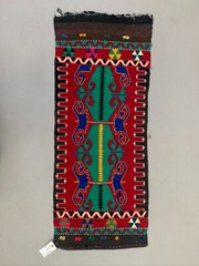 Vintage Turkish Mini Kilim 114×47 cm Wool Small Kelim Runner, shabby Chic