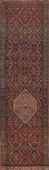 Pre-1900 Vegetable Dye Bidjjar Halvaei Runner Antique Rug 3×19 Handmade Carpet