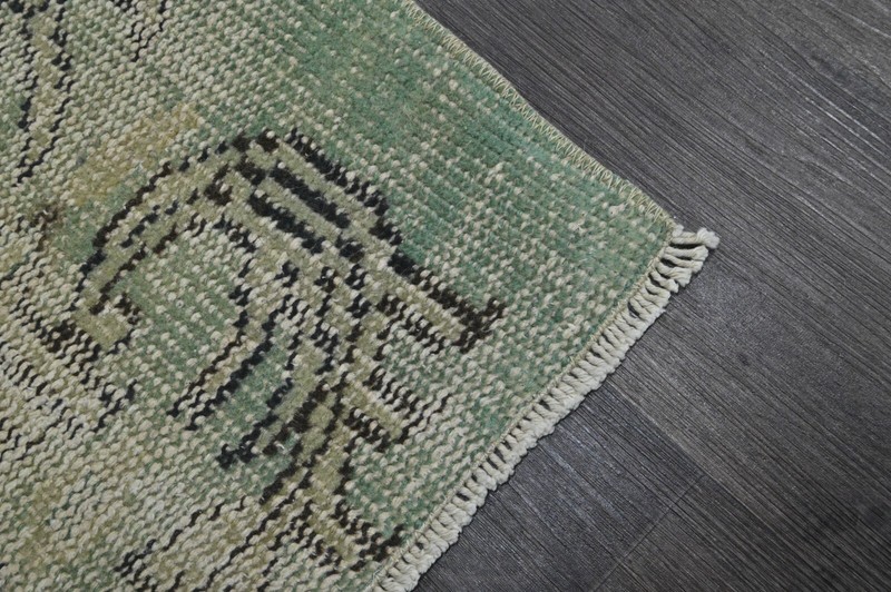 Vintage Turkish Runner Rug 2x5ft Wool Anatolian Handmade Hallway Oushak BEIGE gallery