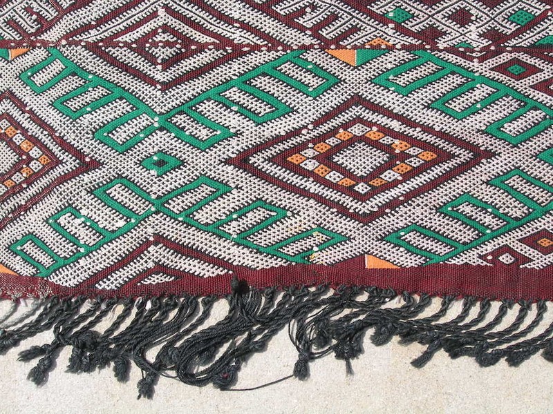 Fine Vintage All Silk Moroccan Not Commercial Zemmour Flat Woven Hand Woven Rug gallery