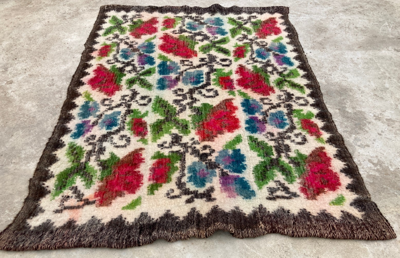 Vintage Traditional Handmade Bessarabia Romanian Wool Kilim Floor Rug 235x176 cm gallery