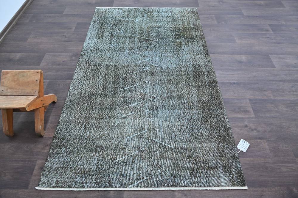 Oushak Turkish Vintage Rug 4x6 Kilim Rug Anatolian Handmade Boho Decor BLUE