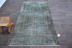 Oushak Turkish Vintage Rug 4×6 Kilim Rug Anatolian Handmade Boho Decor BLUE