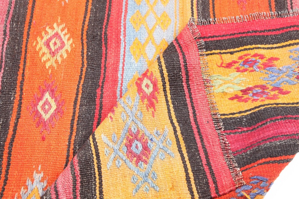 One of a Kind Beautiful Multi Color Tones with Striped Design vintage Area Kilim