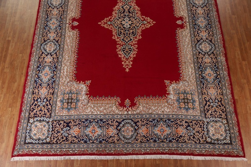 Vegetable Dye Medallion Palace Size Rug 12x16 Red Wool Hand-made Classic Carpet gallery