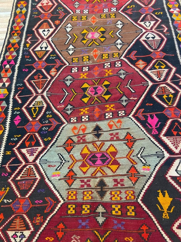 Vintage Kars Kilim 4x11 Large Runner Wool Natural Root Dye Turkish Flatweave Rug gallery