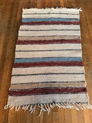 Lovely Swedish Hand Made Rag Rug (27 x 44 inches) 1920s