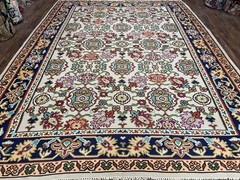 Antique Turkish Kilim Rug 7×10 Allover Ivory Cream Maroon Wool Flatweave Large