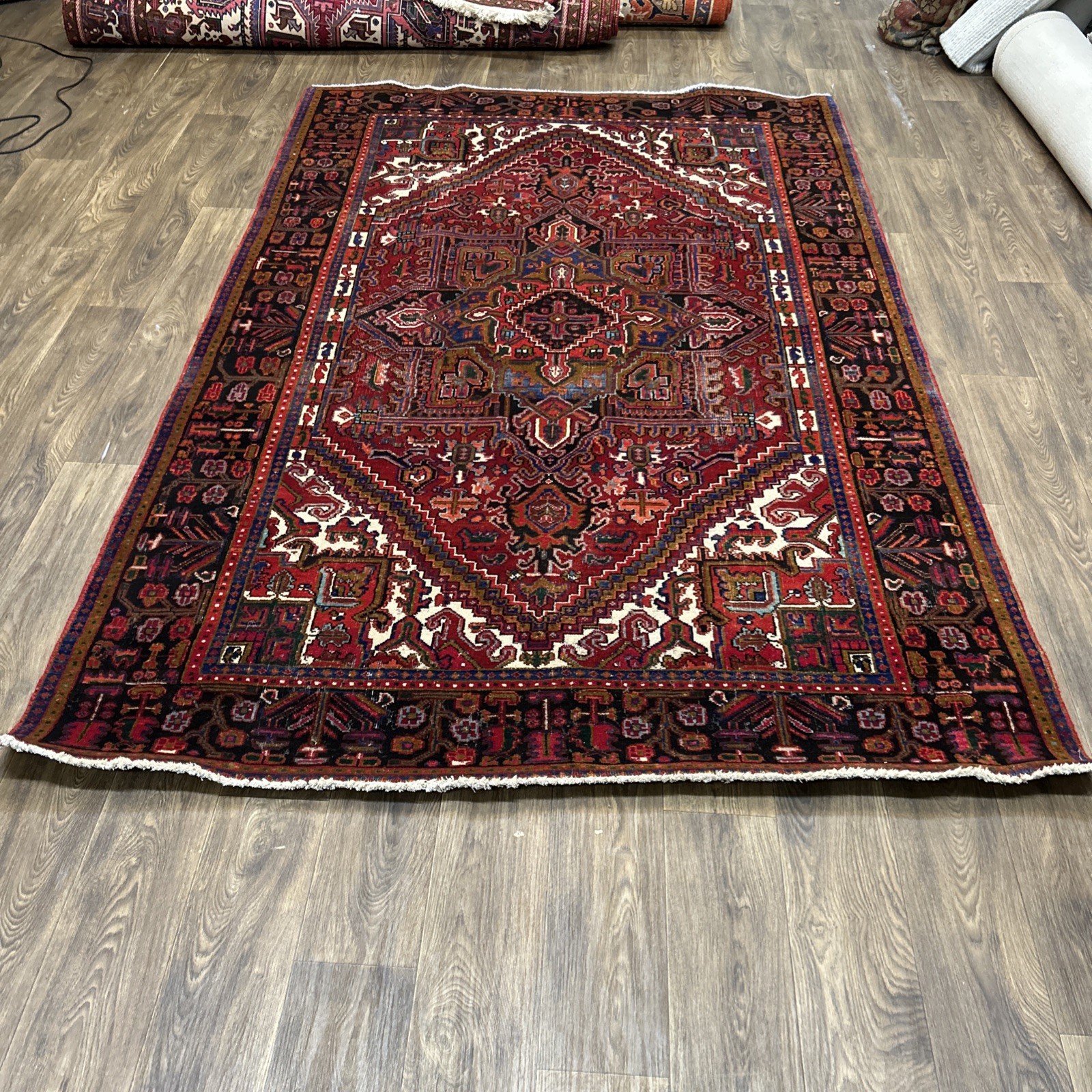 Oriental Hand-Knotted RedHeriz Serapi Area Rug Geometric Design Carpet 6x9 ft gallery
