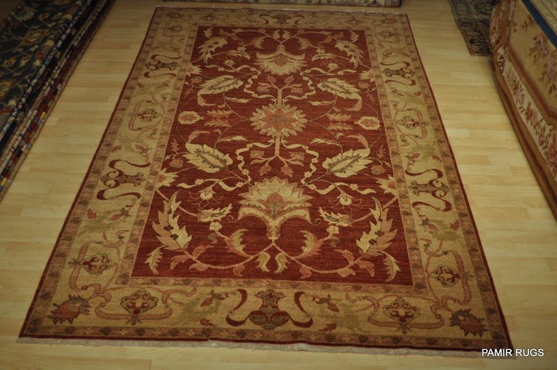 Fine Quality Handmade Hand Knotted 6' x 9' Floral Vegetable dye rug Dark Red gallery