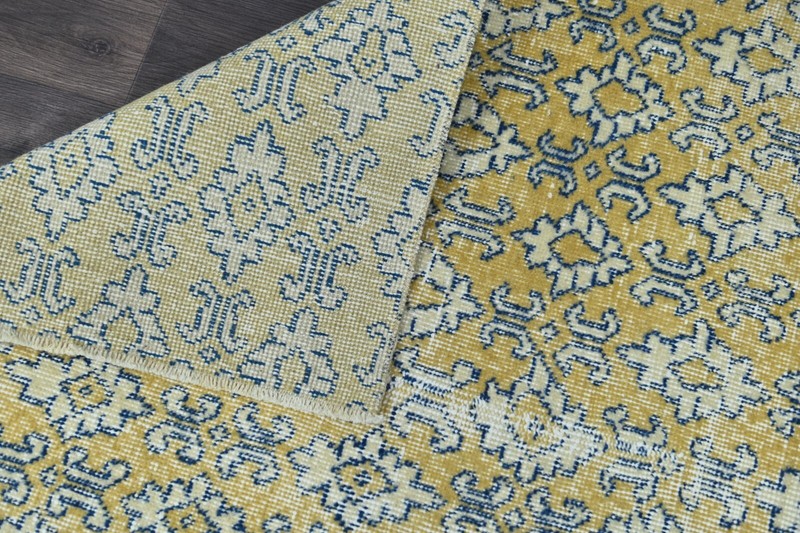 Vintage Turkish Runner Rug 2x8ft Wool Anatolian Handmade Hallway Oushak YELLOW gallery