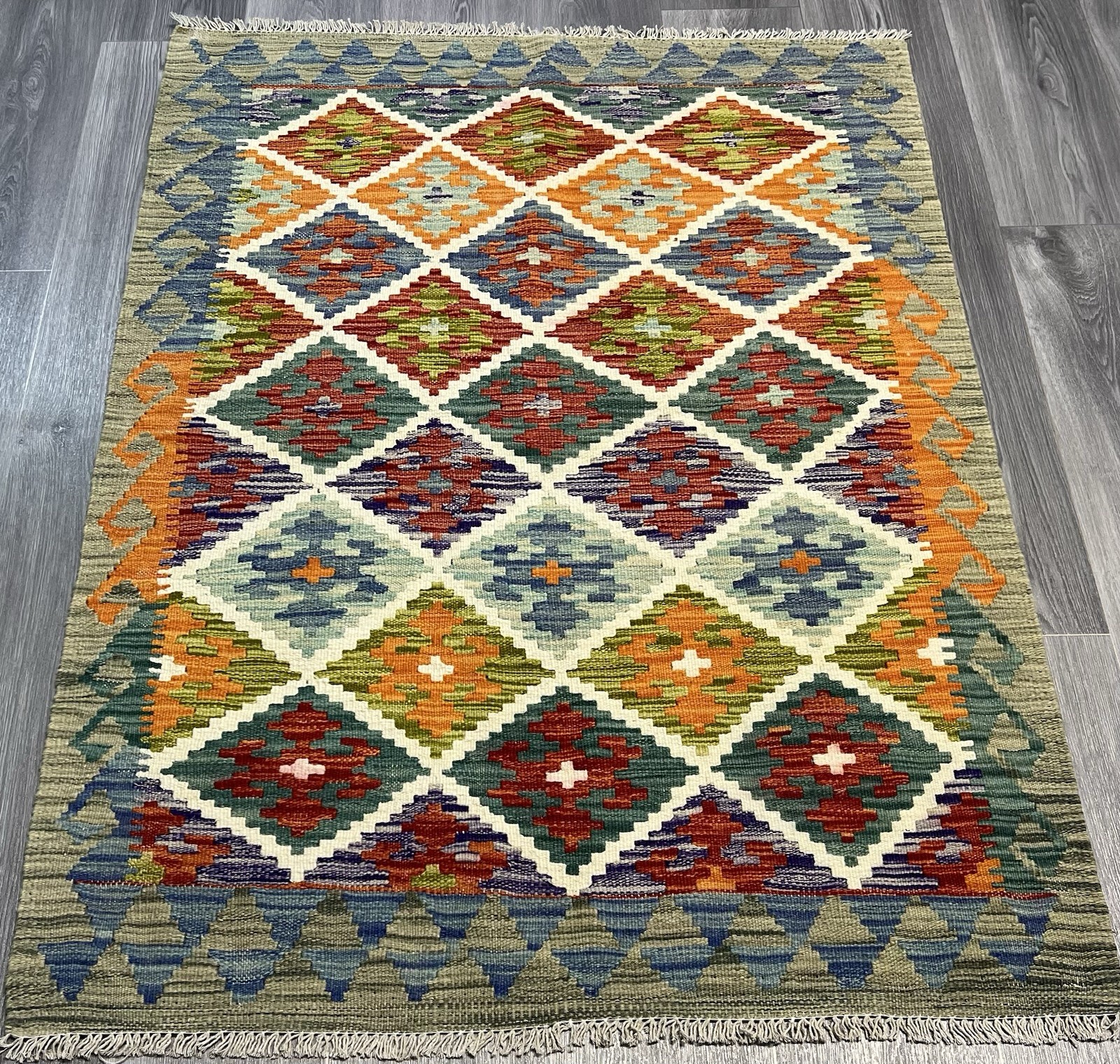 Vintage Kilim Traditional Hand Made Oriental Wool Kilim 5ftx3.2ft 141cmx103cm gallery