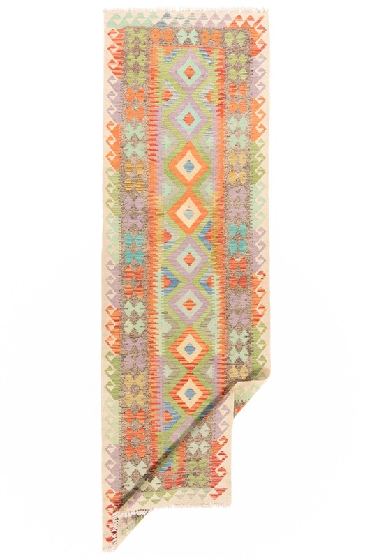 Kelim Afghan 288x89 cm Handwoven Oriental Carpet Rug Runner Kilim gallery