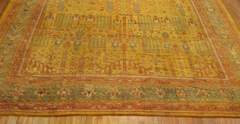 Antique WIllow Tree Turkish Oushak Ushak Rug Size 13'2''x17'3'' gallery