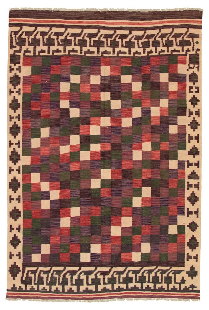 Vintage 6'10" x 9'8" Traditional Wool Hand Woven Oriental Area Rug