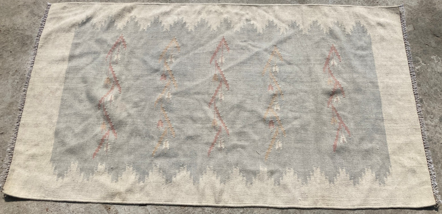 Vintage Traditional Handmade Swedish Scandinavian Wool Kilim Floor Rug 156x86 cm gallery
