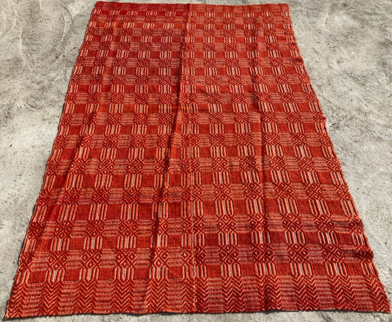 Vintage Handmade Geometric Traditional Wool Flatweave Rug 223x139 cm gallery