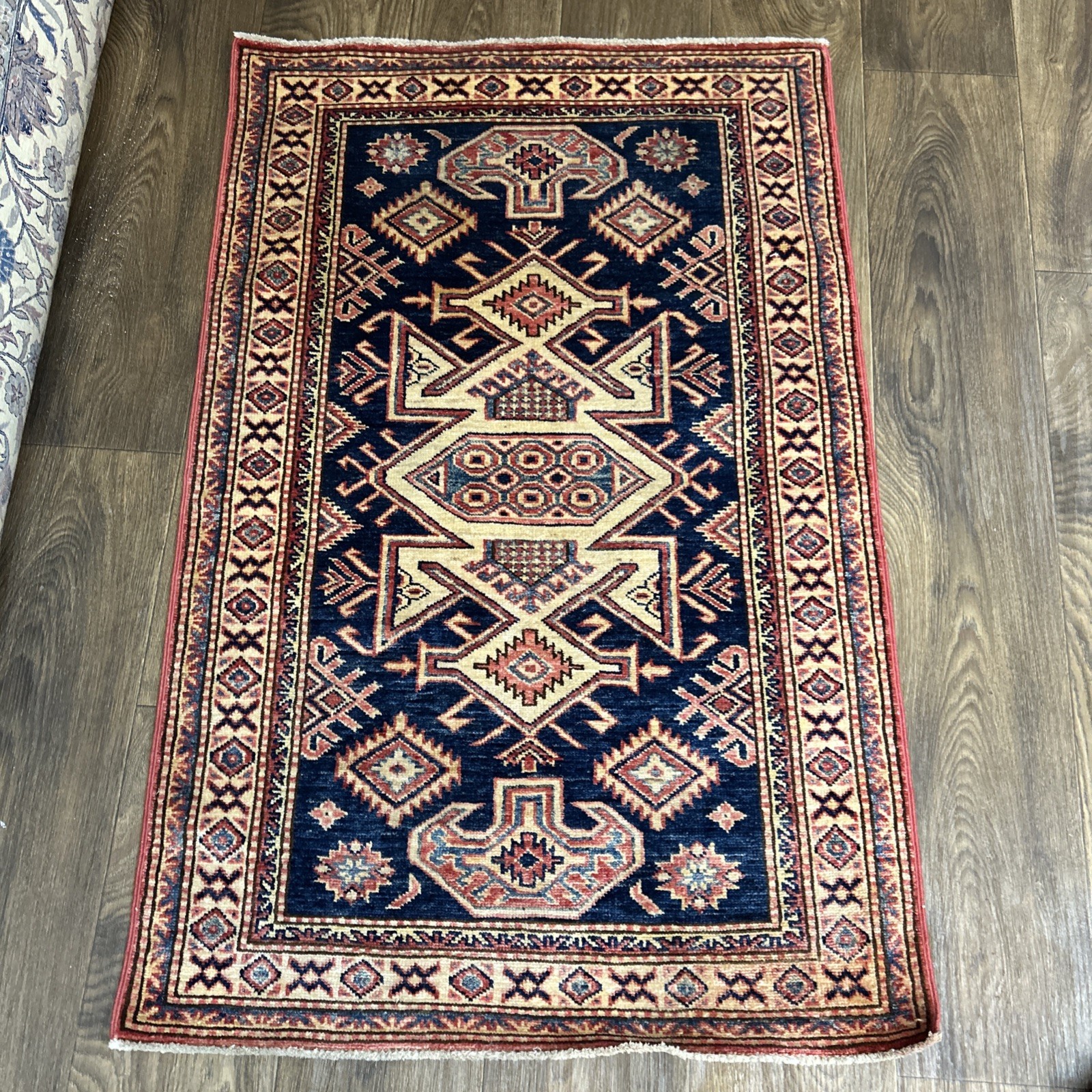 Hamadan Antique Oriental rug Authentic Geometric Design c.1900–1920 | 2”7 x 4 gallery