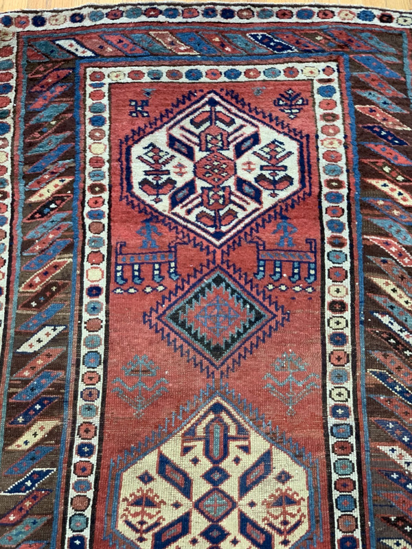 Antique Caucasian Runner 3'7" x 10' Hand-Knotted Wool Tribal Oriental Rug gallery