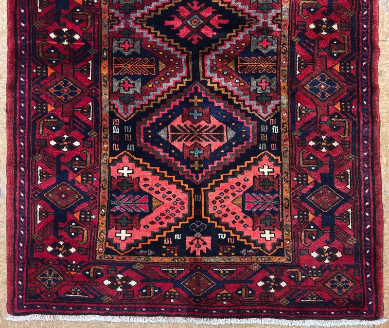 Vintage Zanjan 4x7 Hand Knotted Wool Oriental Tribal Area Rug Red Blue Geometric gallery