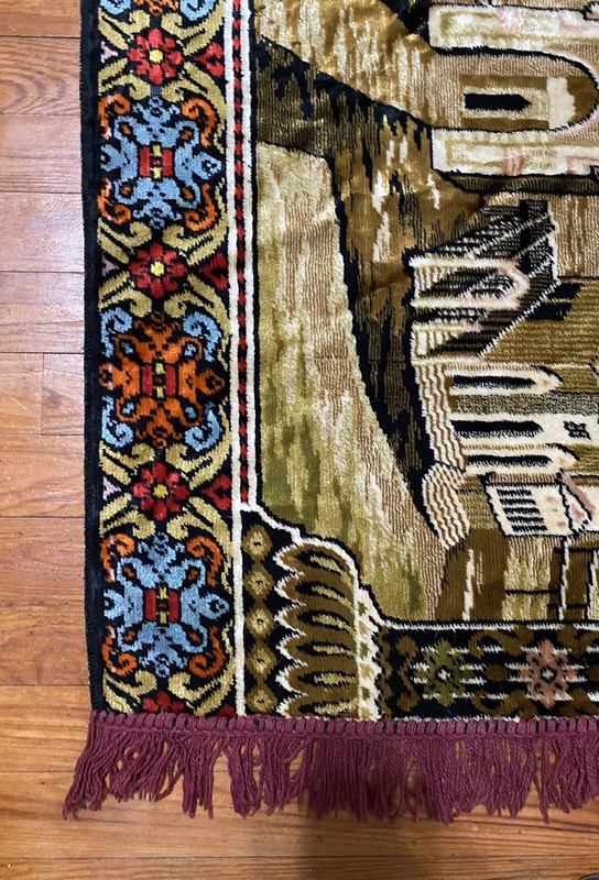Rare VTG Turkish Istanbul Mosque Rug Tapestry by Leather Goods Morocco *AS IS* gallery