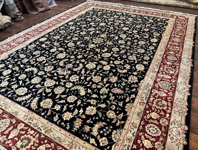 Sino Per'sian Rug 9x12 Fine Elegant Oriental Carpet 200 KPSI Black Dark Red gallery