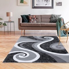 Home Decor Gray Rugs Swirl Modern Abstract Area Rug Stylish Premium Rug