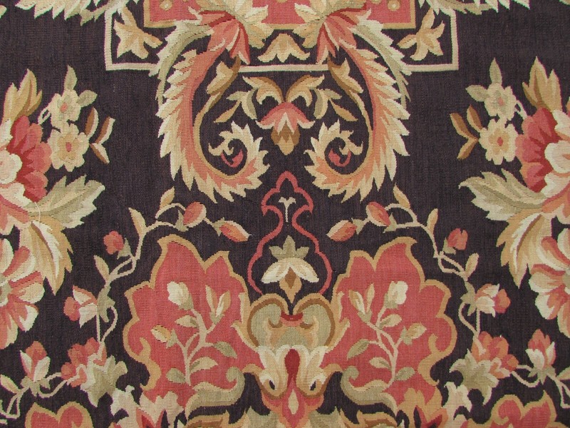 Vintage Hand Made French Design Wool Black Orange Original Aubusson 441x310cm gallery
