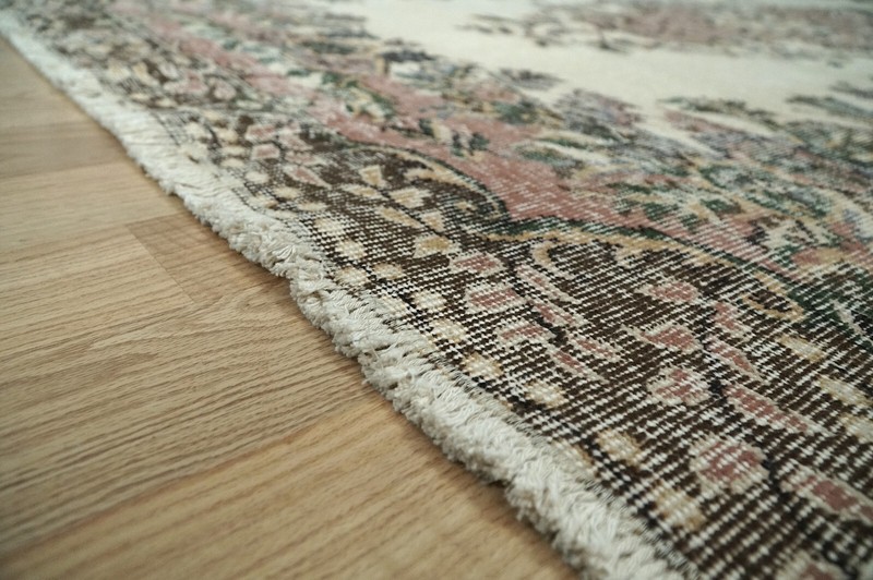 Boho Decor Rug, Vintage Turkish Rug, Beige Pink Brown Carpet 5.64x7.91 ft H-2470 gallery