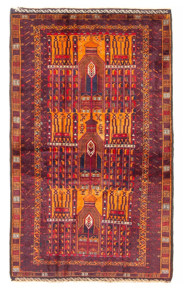 Vintage Traditional Hand-Knotted Area Rug 3'7" x 6'0" Oriental Wool Carpet