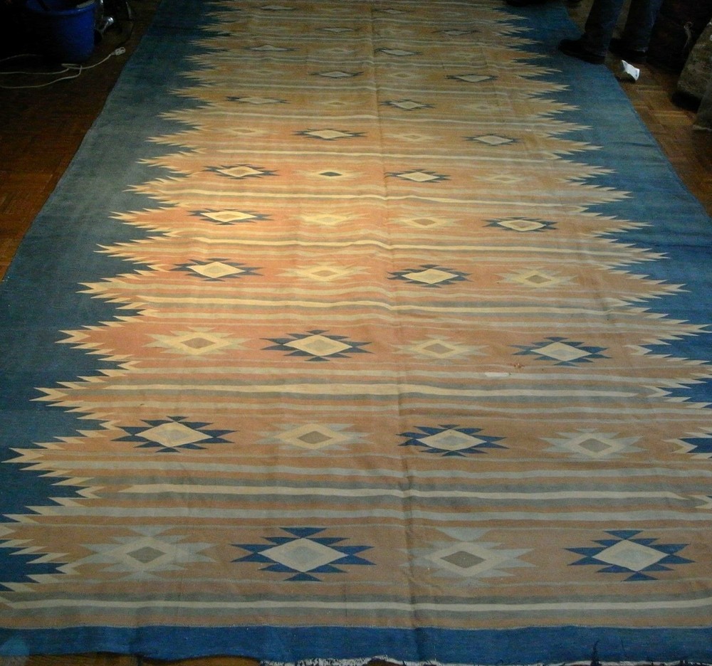 Antique Indian cotton jail dhurrie 7'9" x 14'6" (8x15ft) late 19th century