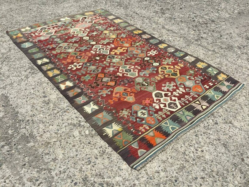 Turkish Area kilim rug, Anatolian rug, Teppich Kelim, Tapis, 5'7"x 9'6"ft, gallery