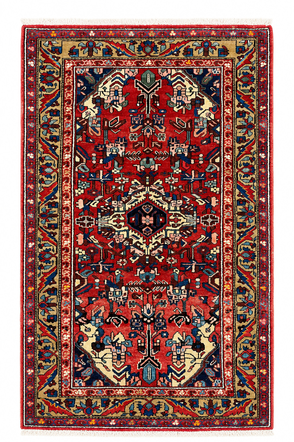 Vintage Zanjan Geometric Hand Knotted Wool Red Area Rug 3'5"x6'2" Oriental Boho gallery