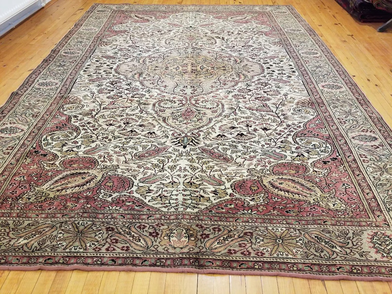 Beautiful Cr1920-1939s Antique Wool Pile Multi-Color Hereke Rug 7’x 9’8” gallery