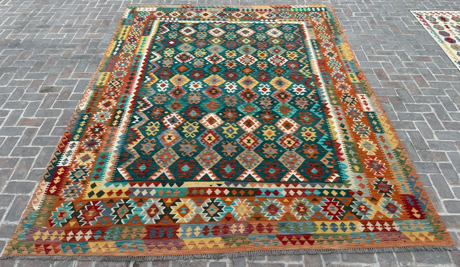 11x13 ft Oriental Afghan Large Turkish Rug Geometric Turkmen Handwoven Wool Rug gallery
