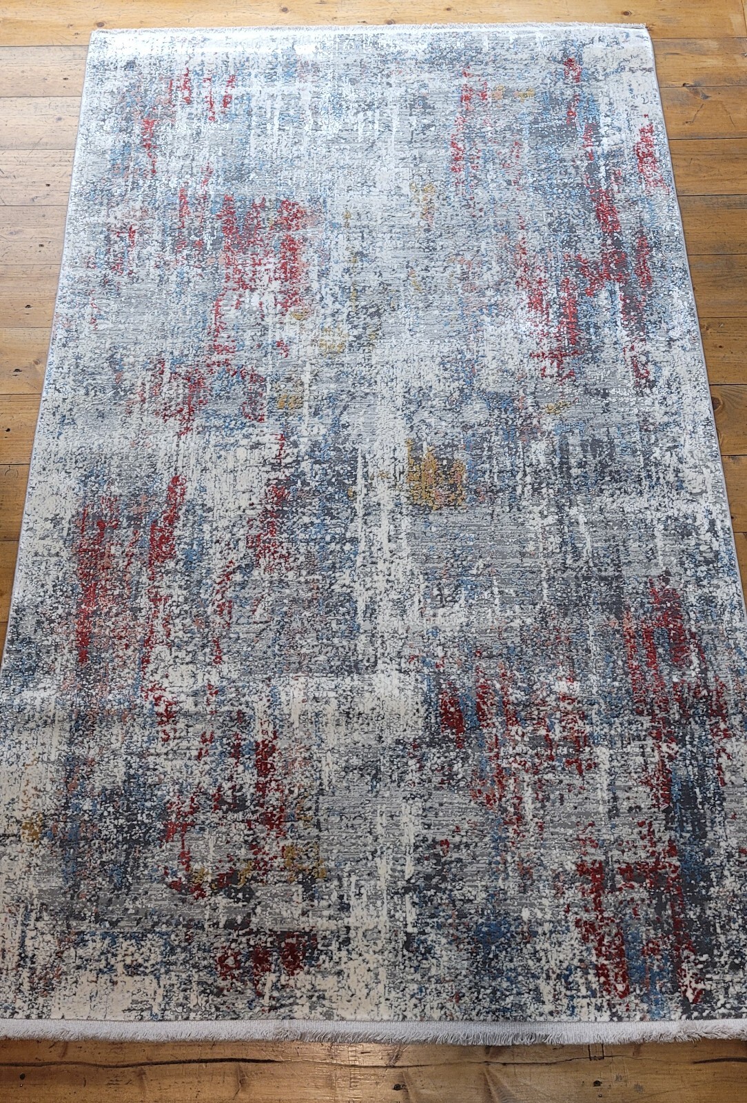 Red Silk Rug, Modal Silk Rug, Modern, Turkish Silk Rug 47"x71", 120x180cm gallery
