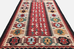 46″x71″CAUCASIAN KAZAK TRIBAL KELIM RUG REVERSIBLE HAND-KNOTTED VINTAGE WOOL